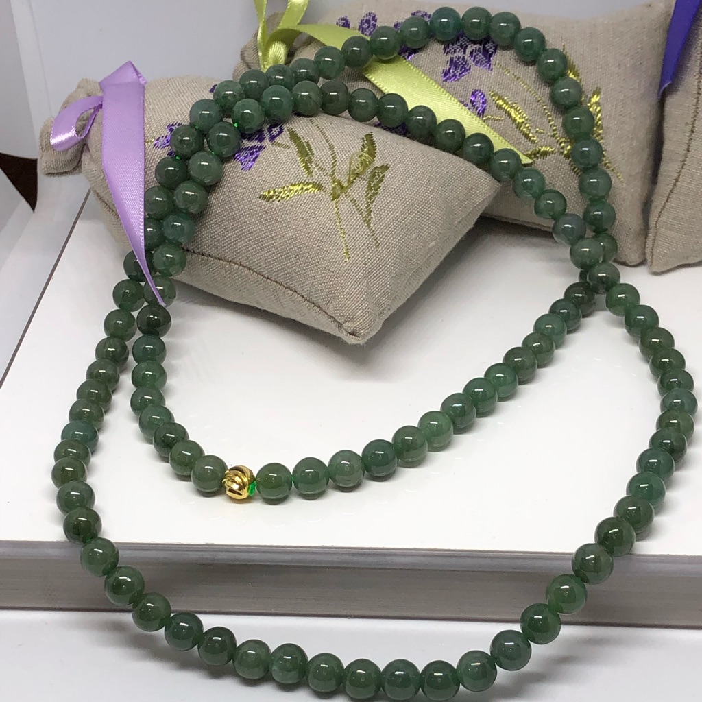 Water Green Jade Necklace 32’inch
